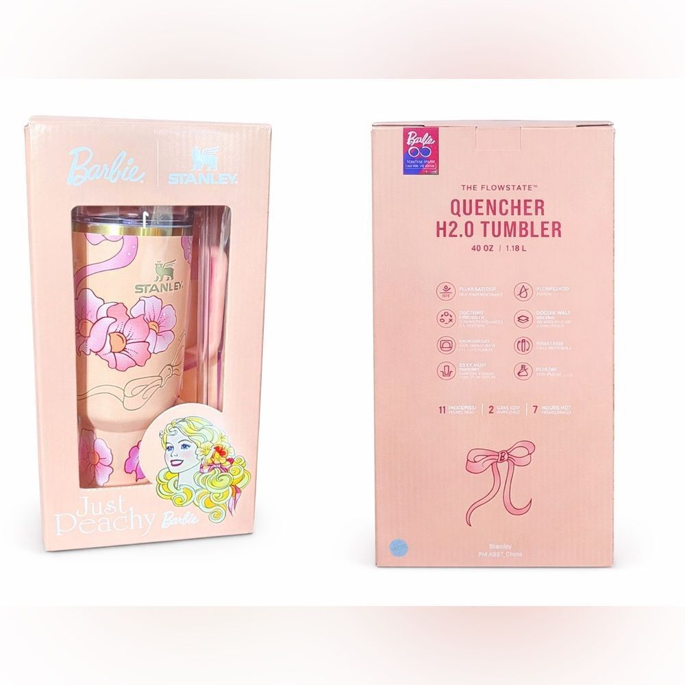Barbie x Stanley Quencher H2.0 40oz Tumbler Just Peachy NEW